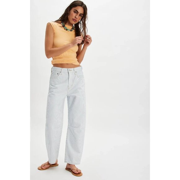 NWT Citizens Of Humanity Miro Relaxed in Marine Stripe Rigid Barrel Leg Jeans 26 - Picture 8 of 10